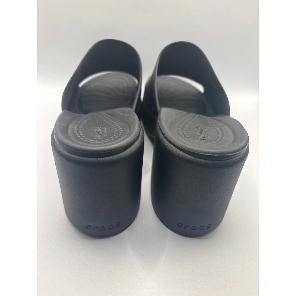 Crocs Brooklyn High Wedge Sandals Black LiteRide Platform Slides Womens 7 206222 - Picture 6 of 7